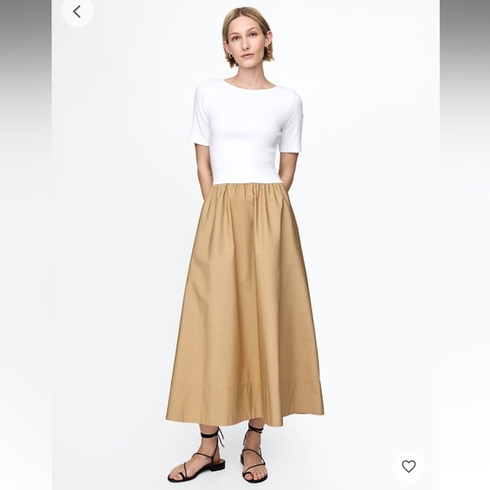 Mixed material poplin skirt dress